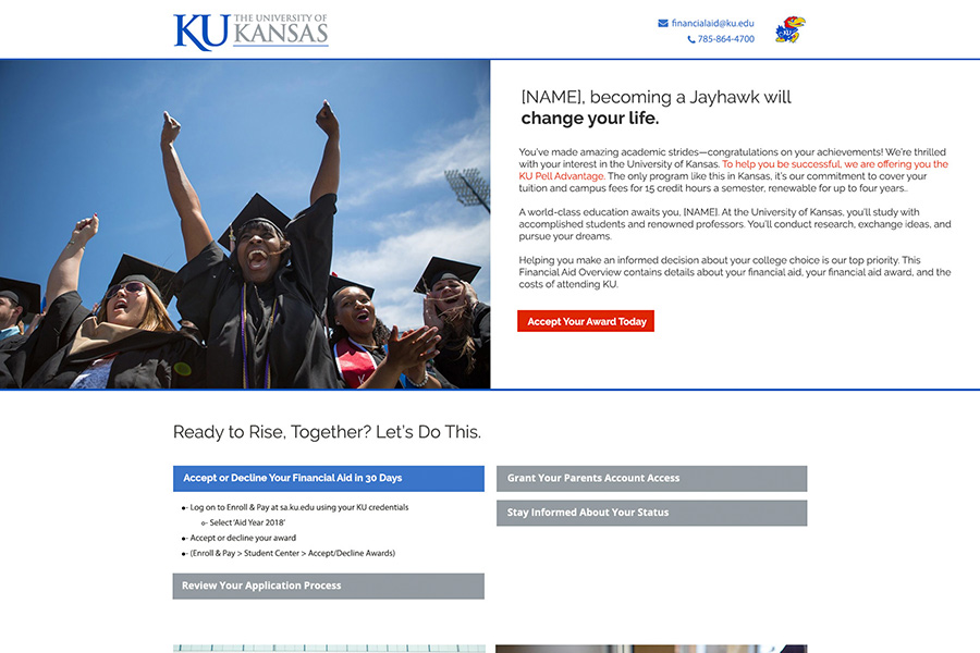 CampusLogic - University of Kansas (Pell): Landing page developed using HTML.
