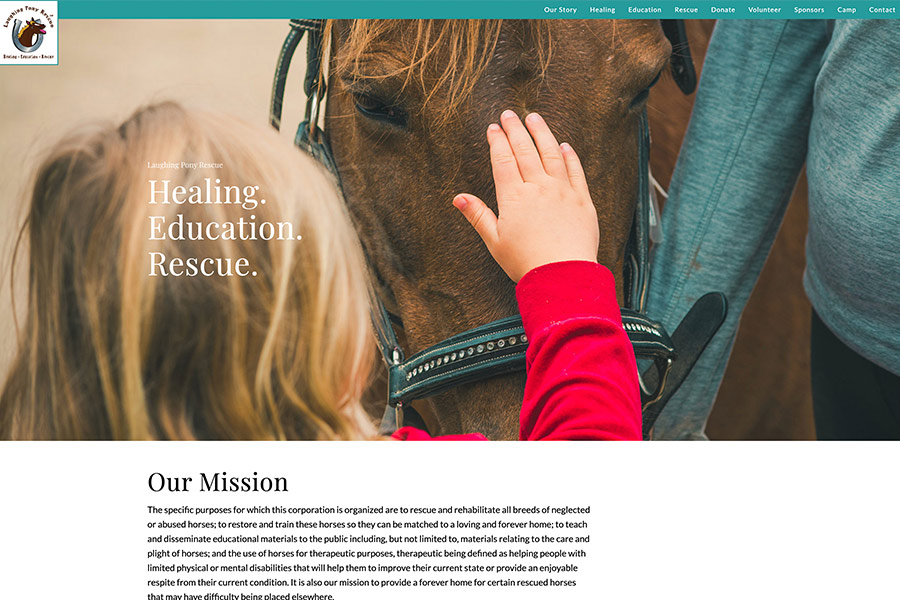 Laughing Pony Rescue: Website design and developed in WordPress.