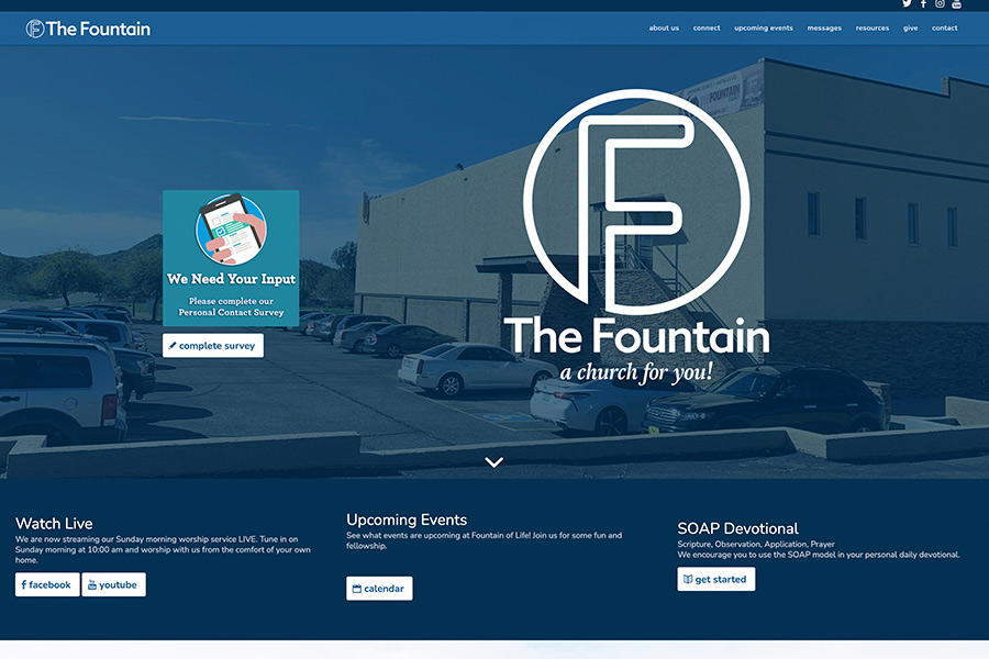 The Fountain PHX: Website design and developed in WordPress.